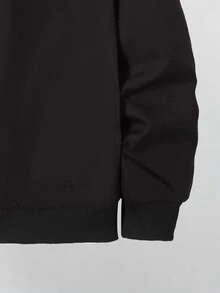 SHEIN Vacaura Tween Boy Letter Print Long Sleeve Thermal Lined Casual Hoodie Jacket, Autumn/Winter - Black - View 3