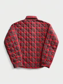 ROMWE MEN Prep Men's Plaid Print Button Front Casual Padded Coat, Collegiate Style, Autumn/Winter - Multicolor - View 2