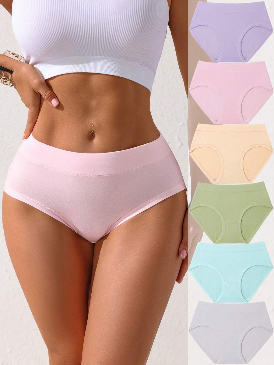 NudeFit 7条/包 女士舒适纯色简约比基尼内裤 - 彩色 - 查看 1