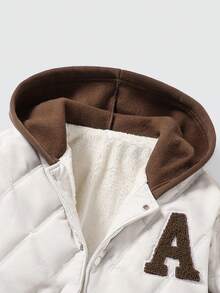 Vacaura 青少年男孩休闲百搭字母图案连帽衫，秋冬