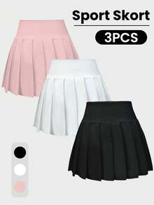 CourtClass 3件套女士高腰纯色口袋运动裙裤套装 - 彩色 - 查看 2