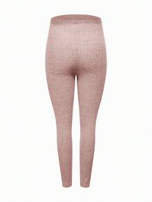 Modmama Pregnant Women's Solid Color Ribbed High Elasticity Casual Leggings - Pink - View 4