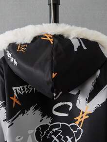 Fantacosmos 男童加厚保暖字母熊印花内衬外套