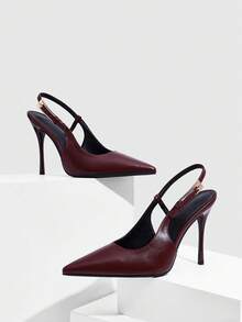 CUCCOO SZL 女士后跟蝴蝶结装饰洛丽塔风格高跟鞋，酒红色 - 酒紅色 - 查看 2