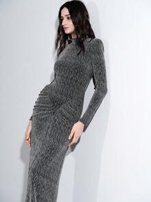 SHEIN LUNE Neues Herbst/Winter Party Metallic Strass Bodycon Sexy Elegantes rückenfreies Kleid mit geraffter Taille - Verschiedenfarbig - Übersicht 7