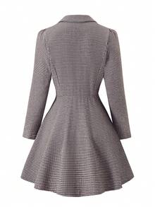 SHEIN LUNE Áo khoác nữ cổ ve lật thanh lịch cỡ lớn, họa tiết răng sói, chắp vá hình quạt, tay dài - Nhiều màu - Xem 2
