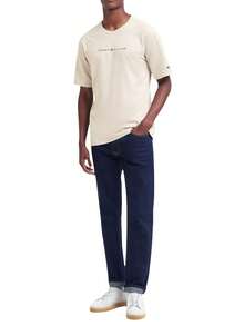 Tommy Hilfiger Relaxed Men's Short Sleeve Beige - Newsprint - View 3