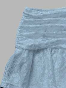 女士夏季假日蕾丝刺绣多层半身裙 Y2K 风格，适合假日派对 - 淺藍色 - 查看 5