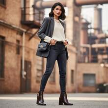 Botines de tacon  para Mujer elegantes en color negro y cafe chocolate con hebilla Moda y comodidad Elegancia Juvenil Kuali Shoes - Café integral - Ver 4