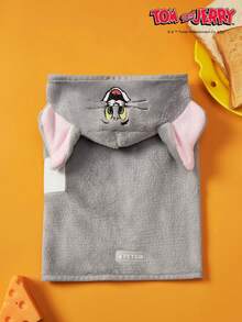 TOM & JERRY X PETSIN 一件装刺绣大耳朵蓝色猫咪宠物猫狗通用灰色毛绒舒适吸水狗帽浴袍