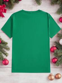Manfinity Homme T-shirt décontracté à manches courtes avec imprimé slogan du Nouvel An 2026 pour hommes - Vert - Voir 3