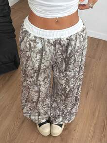 Coolane Women's Fall/Winter Streetwear Going Out Vintage Tree Branch Pattern Wide Leg Casual Loose Pattern Pants - Multicolor - View 4