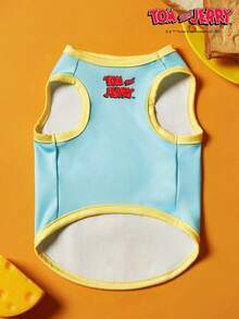 TOM & JERRY X PETSIN 1pc/2pcs Pink Blue Color Blocked Pet Cat And Dog Universal Elastic Comfortable Cat And Mouse Cute Cartoon Pattern Printed Fashionable Dog Vest - Multicolor - View 15