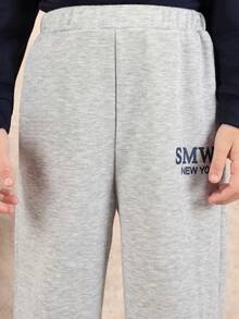SUMWON Boys Polo Collar Sweatshirt And Jogger Pants Smart Casual Matching Set With New York Logo Design Vacation - Navy Blue - View 8