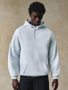 STYNVO 男士纯色简约休闲长袖连帽衫 男士半拉链连帽衫 男士半拉链连帽衫 灰色连帽衫 浅蓝色连帽衫 - 淺灰色 - 查看 4