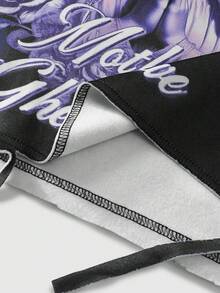 ROMWE Street Life Men's Letter & Portrait Graphic Print Pullover Hoodie - Multicolor - View 5