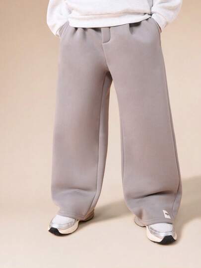  SUMWON Boys Straight Leg Sweatpants With Pleated Detail Casual Fleece Track Pants For School And Weekend Comfort Wear Vacation