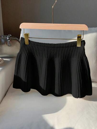 Comfortcana 女士黑色罗纹迷你休闲针织毛衣裙，冬季毛衣裙，圣诞毛衣