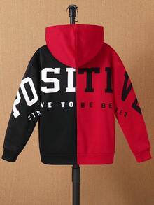 SHEIN Tween Boy 运动款大字母拼色连帽卫衣，适合春夏秋冬，适合户外玩耍、上学、街拍、聚会和居家休闲，性价比高