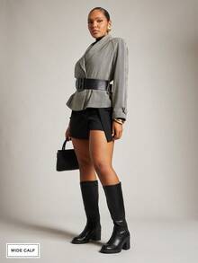 SHUZIA 女士宽筒舒适厚底软跟拉链中筒靴 - 黑色 - 查看 6