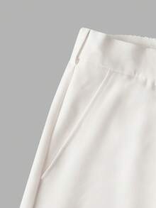 EASEVO 男士加大码纯色休闲直筒裤 - 白色 - 查看 10