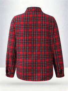 Vacaura 1 pezzo Camicia casual a quadri rossi per ragazzo adolescente, adatta per l'autunno/inverno, per uso quotidiano, per andare al lavoro, per la scuola, per feste di Natale, può essere indossata da sola o come strato interno