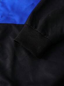 Vacaura Teenager's Casual Zip-Up Hoodie Jacket With Digital Print Letter Pattern & Contrast Color Drawstring Sweatpants Sports Set, Fashionable For Spring, Autumn & Winter - Royal Blue - View 5