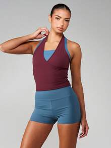 MISSGUIDED High Waisted Athletic Booty Shorts With Ruched Seam Detail For Yoga Running Gym Workouts And Active Training - Navy Blue - View 1