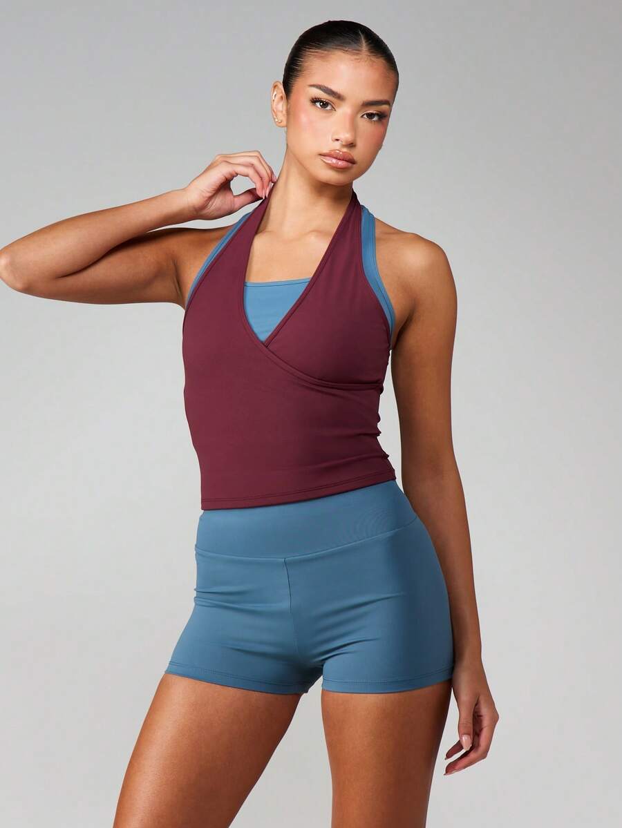 MISSGUIDED High Waisted Athletic Booty Shorts With Ruched Seam Detail For Yoga Running Gym Workouts And Active Training - Navy Blue - View 1