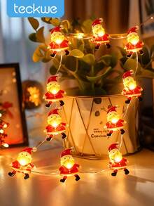 Teckwe Guirnalda de luces con diseño de Santa Claus, adorno para árbol de Navidad, decoración del hogar de Año Nuevo, luces en forma de muñeco de nieve, Navidad - Ver 1