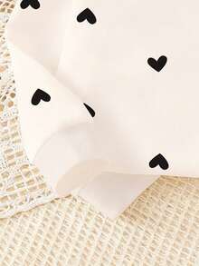 SHEIN Playful Pals 1 Set Baby Girl Casual Cute Heart Print Crew Neck Long Sleeve Sweatshirt And Leggings Pants Set, Suitable For Outings In Autumn/Winter - Multicolor - View 4