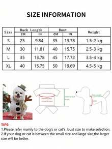 PETSIN 1 件大型犬新款圣诞宠物用品服装，适用于狗、猫 - 有趣的秋冬站立雪人变身服装 - 白色 - 查看 8