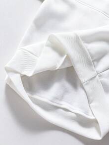 Áo nỉ tay dài dáng rộng, cổ kéo khóa nửa thân, phong cách thường ngày dành cho bé gái tuổi teen. - trắng - Xem 7