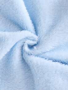 1pc Young Girl' Plush Thick Blue Cloud & Smiling Face Embroidered Pink Hooded Jumpsuit, Cute Autumn/Winter Sleepwear