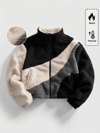 Street Life Herren Kontrast-Farbblock Locker Sitzende Jacke