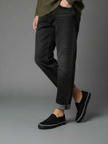 tenis hombre mujer casuales de lona planos unisex baratos moda sin raya colores básicos 22mx 29mx confort al camina urbano casual con agujetas zapatillas urbano deportivo camuflaje negro - Negro - Ver 2