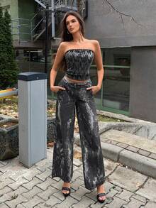 SHEIN TRNDY Quần Jeans Denim Thời Trang In Họa Tiết Ngẫu Nhiên Cho Nữ - Nhiều màu - Xem 7