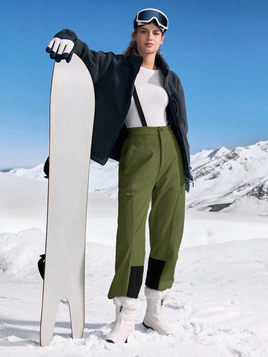 In My Nature 女士撞色口袋滑雪连体服 - 軍綠色 - 查看 1