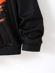 SHEIN Fantacosmos 超大码男童休闲霓虹动物图案卫衣 - 橘色 - 查看 5