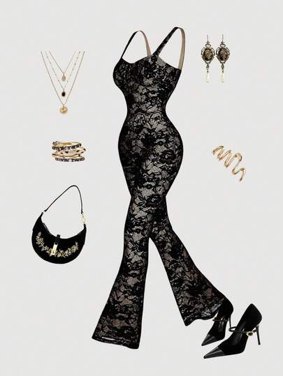 SHEIN MOD Elegant festjumpsuit i spets för kvinnor