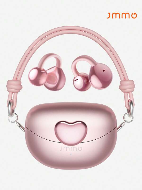 JMMO Auriculares inalámbricos con micrófono, de oreja abierta y clip, resistentes al agua, para deportes, cómodos para orejas pequeñas y usuarios de gafas, para entrenamientos, accesorio de moda, color oro rosa