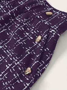 SHEIN Clasi 女士优雅仿香水口袋金属扣夏季半身裙，适合通勤和休闲穿着 - 紫色 - 查看 14