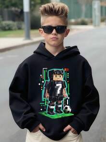 Fantacosmos 青少年男童赛博朋克摇滚图案套头卫衣，秋冬款