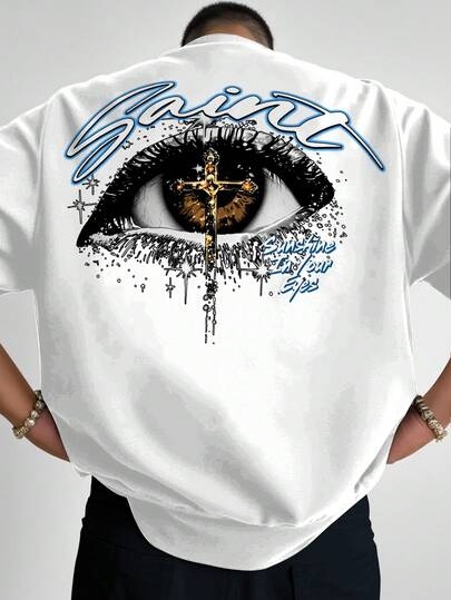 Manfinity EMRG 加大码男士街头时尚嘻哈眼睛印花T恤