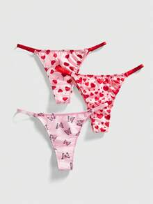 ROMWE Kawaii 3件套可爱情人节爱心棒棒糖蝴蝶结侧边丁字裤