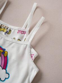 Nick 90s | SHEIN 2pcs Young Girl Cartoon Figure Graphic Camisole & Undershirt Set - White - View 6