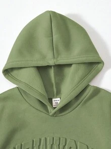 SHEIN Mirajuku 2 件套男童休闲连帽运动衫和运动裤，针织，秋冬 - 綠色 - 查看 5