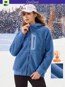 OutZeal Women Winter Thermal Outdoor Fleece Christmas Long Sleeve Camping Hiking Zip Up Jacket With Pocket - Blue - View 11