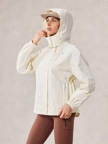 OutZeal 女士户外夹克 露营徒步 防水防风 抽绳腰带 多口袋 - 米色 - 查看 8