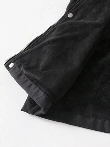 Vacaura 1 件男童休闲连帽夹克，适合秋冬季日常通勤和户外穿着 - 黑色 - 查看 2